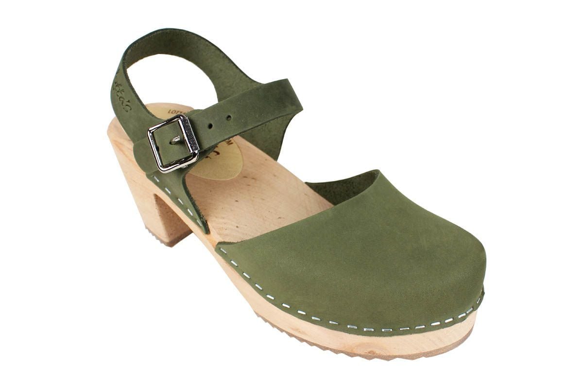 Highwood Mary Janes Clogs Green Oiled | Lotta from Stockholm