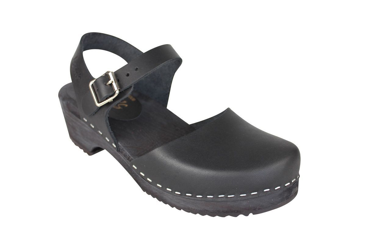 black clogs wooden sole