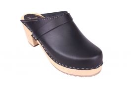 Classic High Heel Clogs Black Leather | Lotta from Stockholm