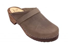 Classic Taupe Oiled Nubuck Clogs on brown base Seconds