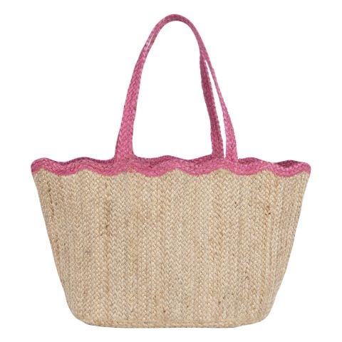 Jute Tote Bag Large with Magento Scallop edge and long handle. Great for picnics, the beach or shopping. Lotta from Stockholm