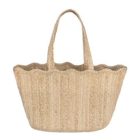 Jute Tote Bag Large Natural Scallop Large by The Braided Rug. Perfect for the beach or a day out shopping. Lotta from Stockholm