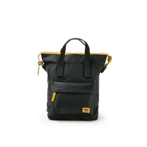 Roka Black rucksack Backpack bag, Creative waste edition in Black & Airforce Corn. Available at Lotta from Stockholm