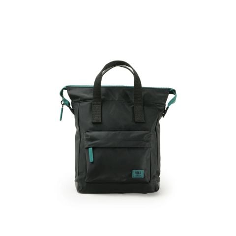 Roka Black rucksack Backpack bag, Creative waste edition in Black & Teal. Available at Lotta from Stockholm