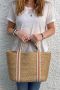 Jute Tote Bag with thistle and rose long handles. Lotta from Stockholm