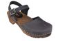 Women's clogs in black oiled nubuck leather, low wood by Lotta from Stockholm