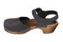 Women's clogs in black oiled nubuck leather, low wood by Lotta from Stockholm