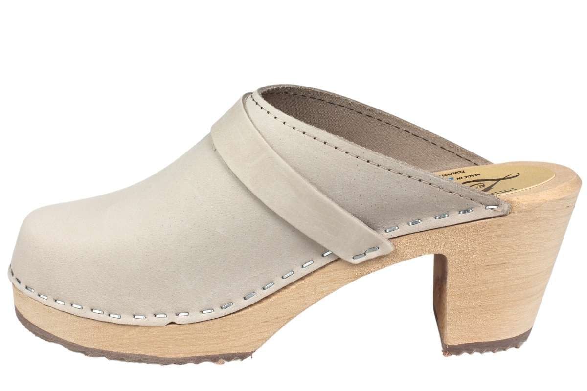Classic High Heel Clogs in Oatmeal | Lotta from Stockholm