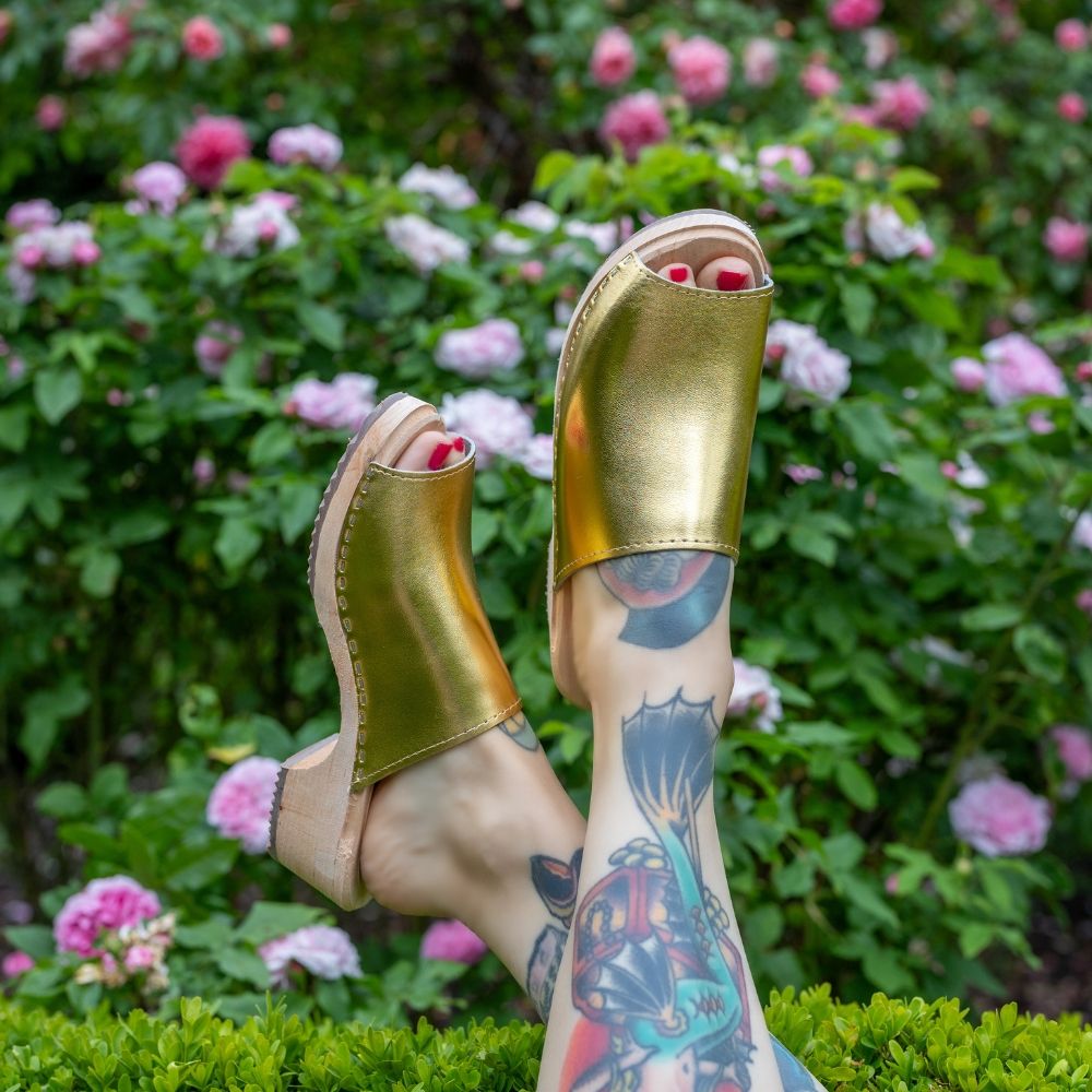 Womens Clogs mules Gold PU Leather Berit by Lotta from Stockholm