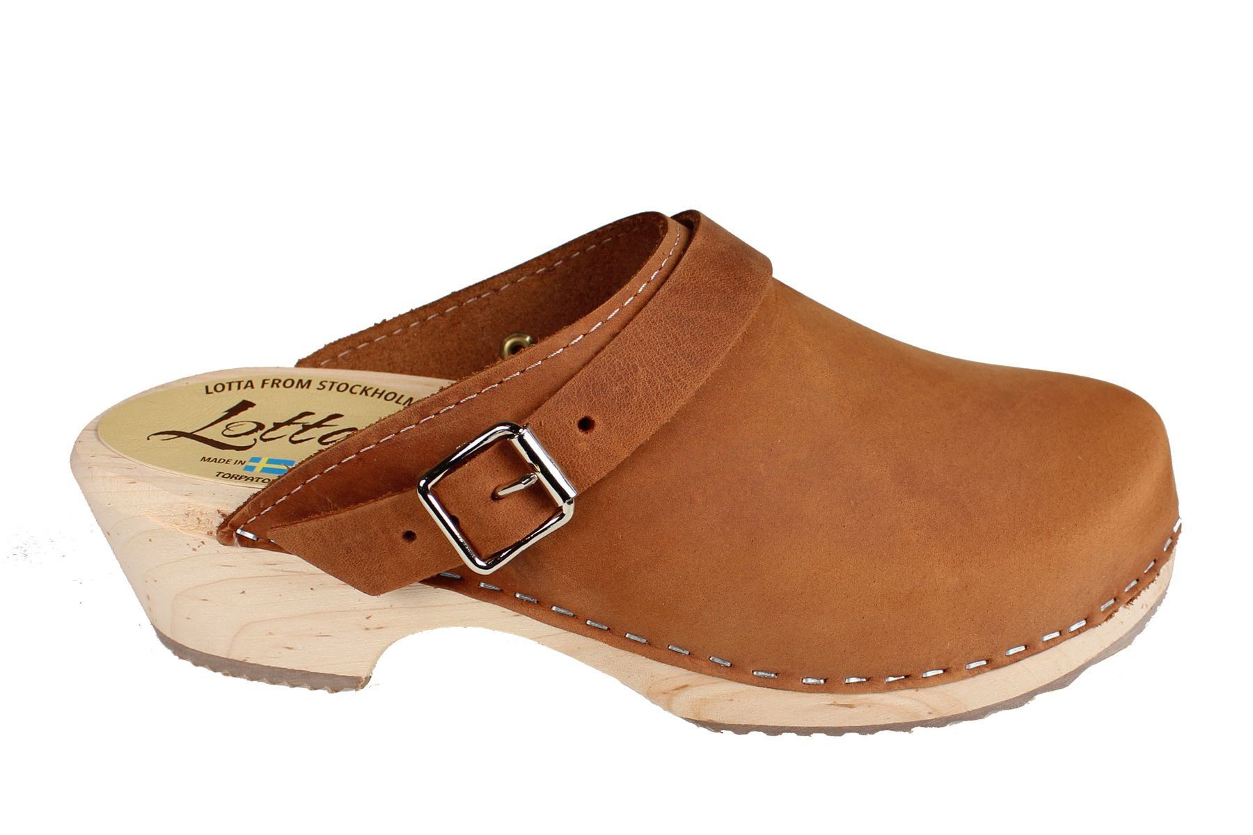 Classic brown oiked nubuck Clogs with Moveable Strap Seconds