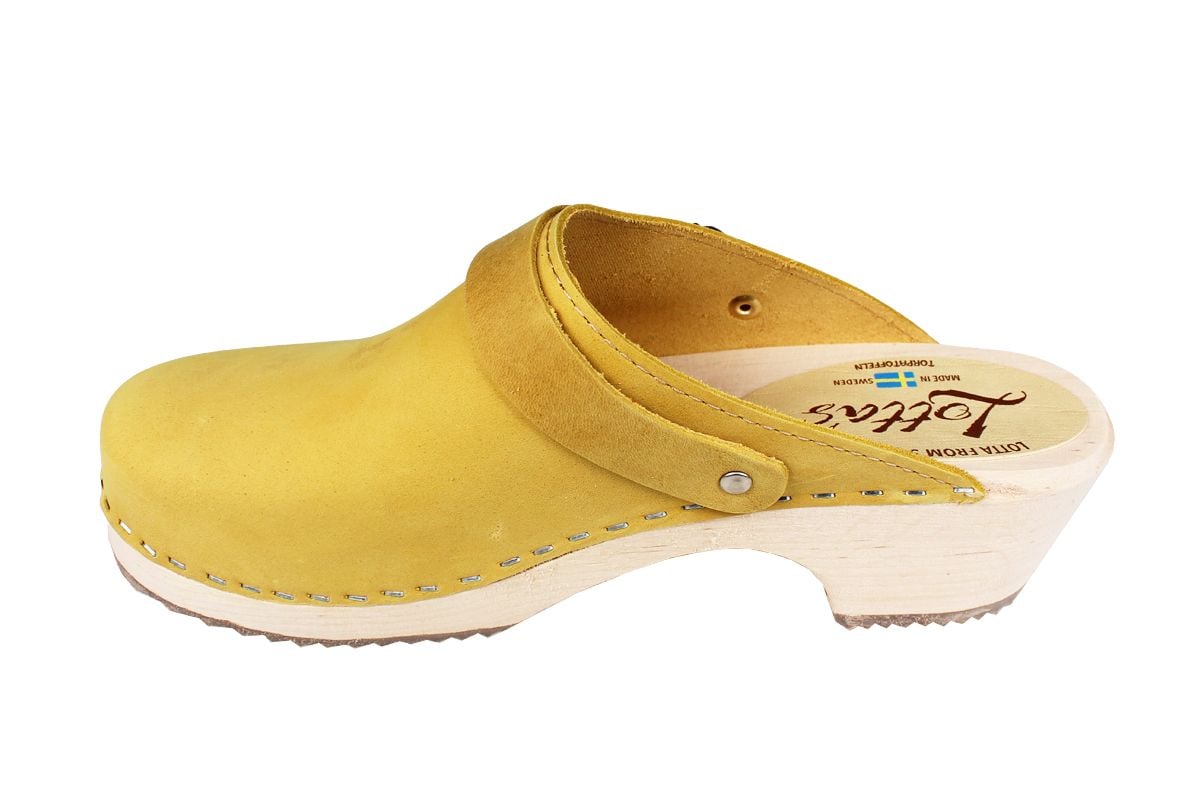 Classic Yellow Oiled Clogs with strap