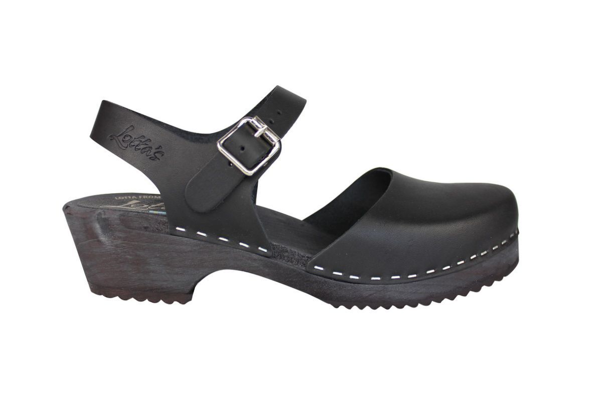 black clogs wooden sole