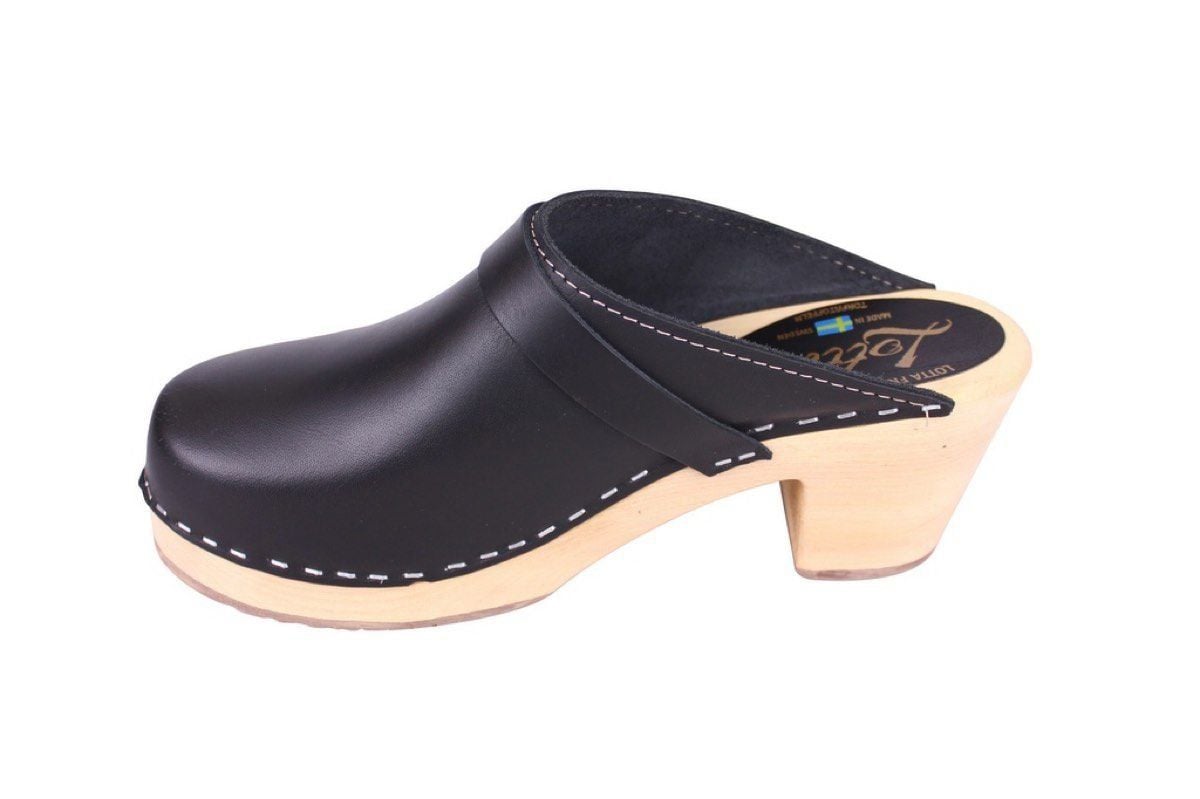 Lotta From Stockholm High Heel Classic Clog in Black Leather with ...