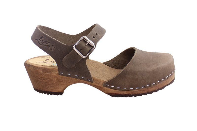 Low Wood Clogs Mary Janes Taupe on Brown Base | Lotta from Stockholm
