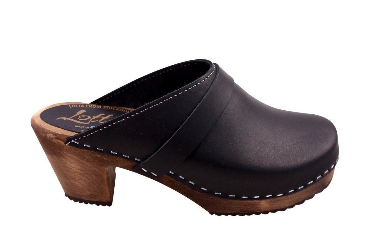 Classic High Heel Clogs Black on Brown | Lotta from Stockholm
