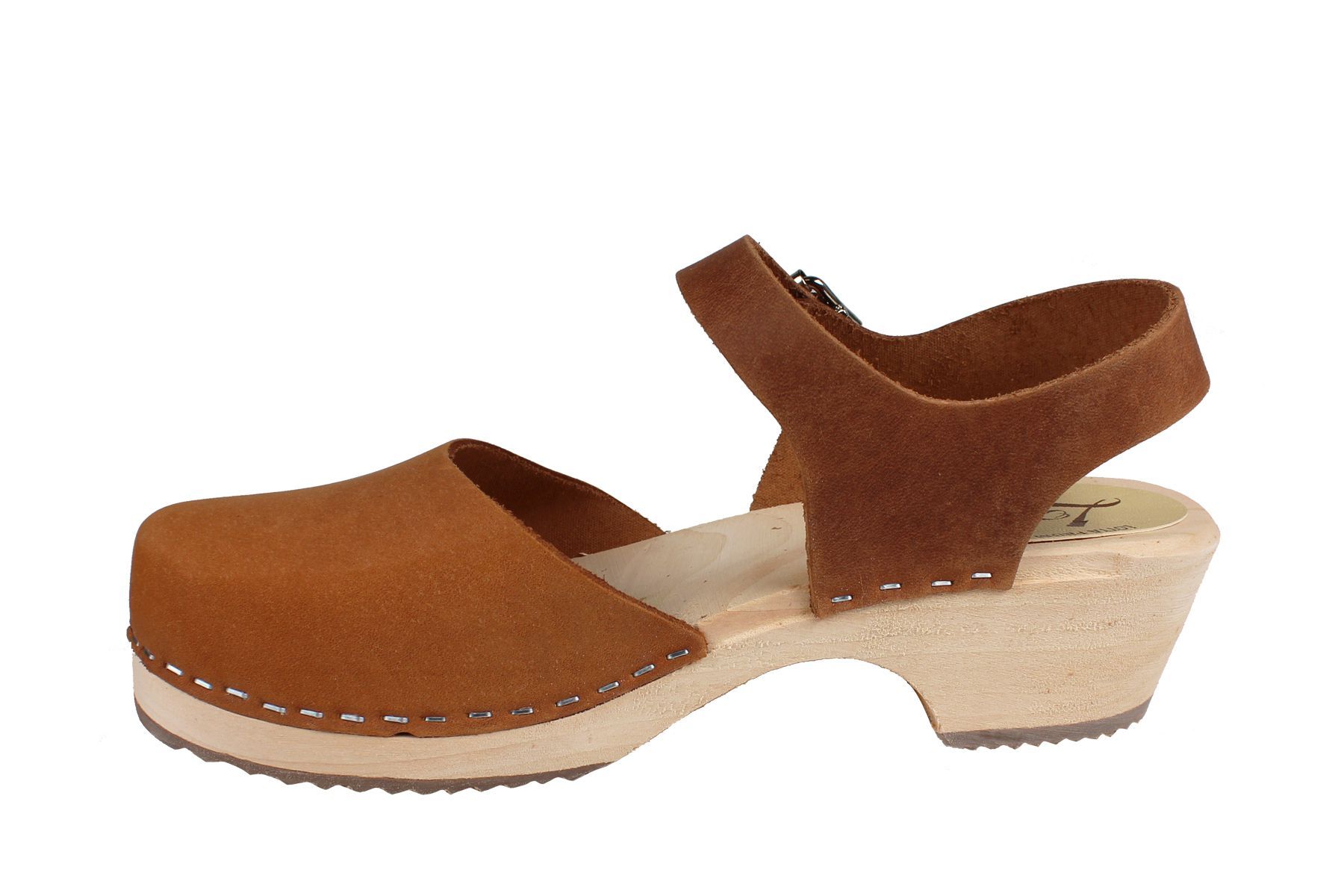wooden low heel clogs