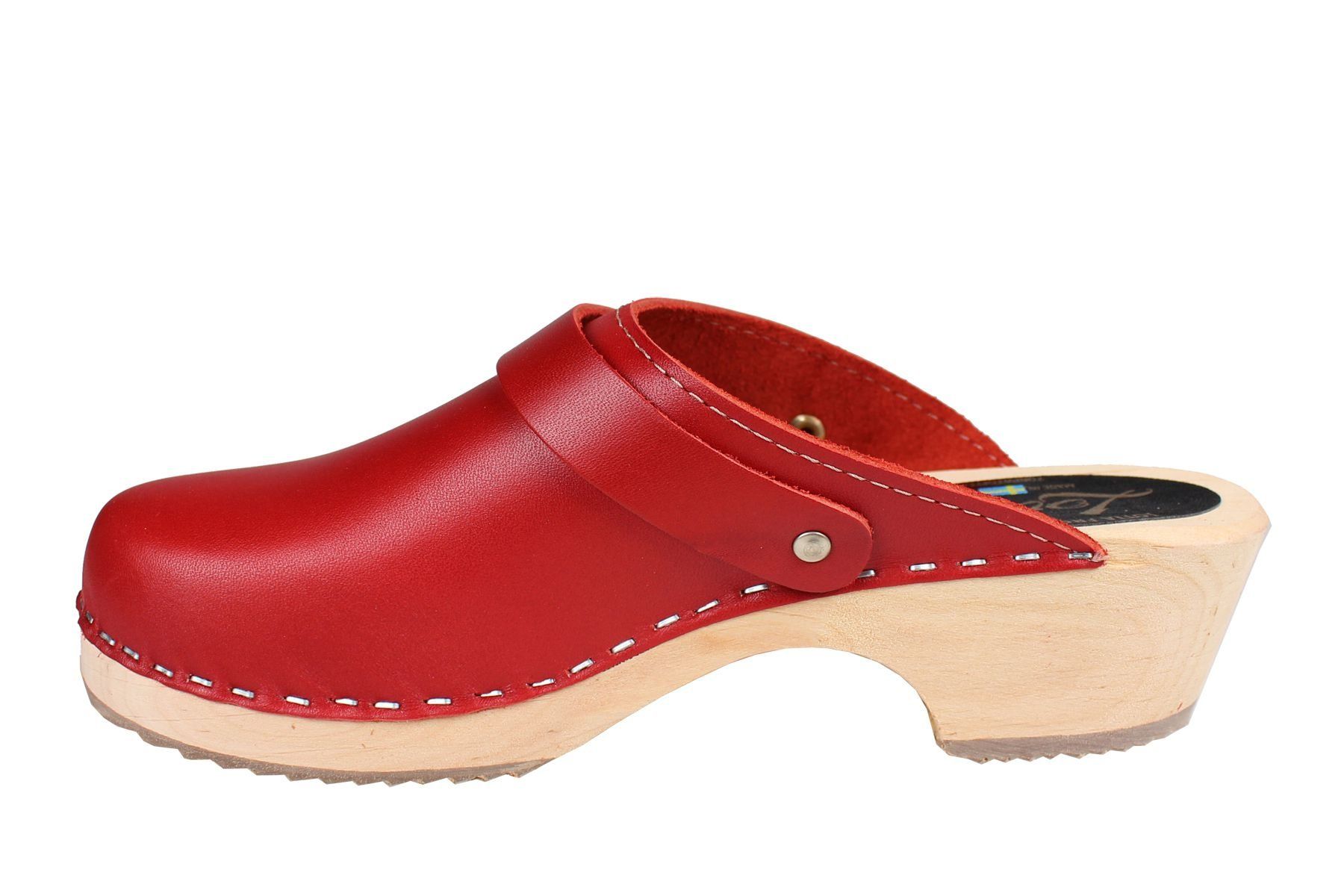 Classic Red Leather Clogs with strap |Lotta from Stockholm